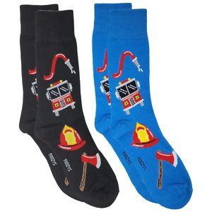 Firefighter Firemen Hose Fire Truck Axe Rescue Safe Socks 2 Pairs Men's Foozys